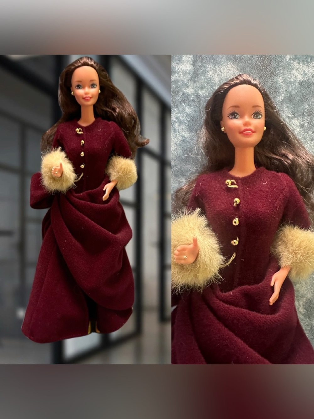 Mattel Barbie Victorian Doll with Brown Hair and Gold Earrings